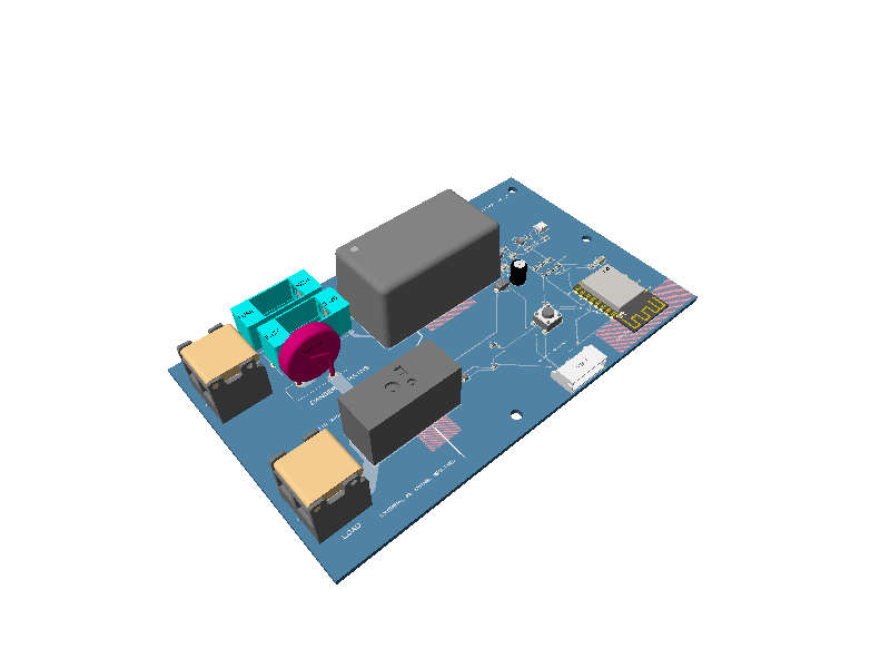 3D preview of the Wi-Fi smart switch board